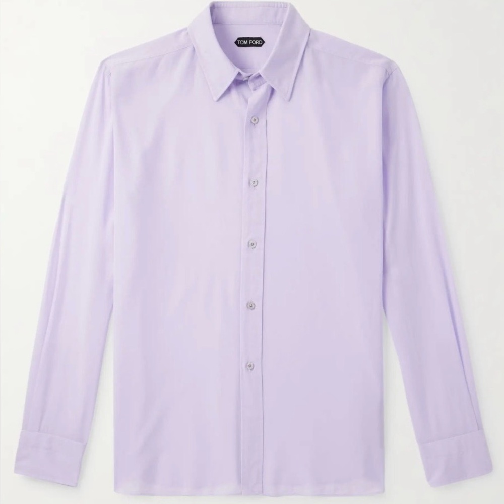 TOM FORD lilac cotton-voile shirt featuring a pointed collar